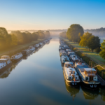 Illustration générée par IA du Halte Nautique de Catillon sur Sambre