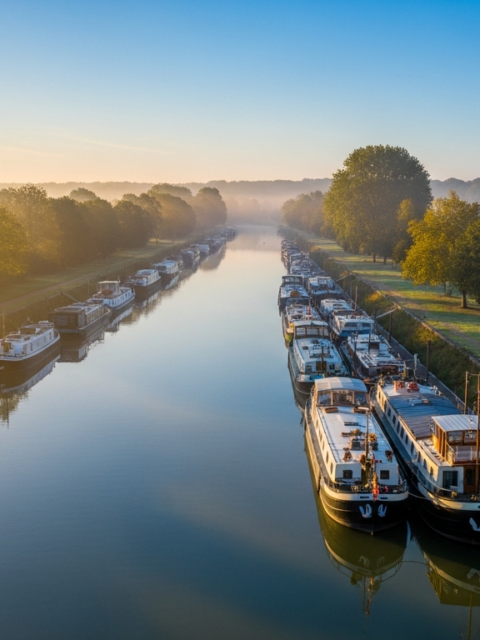 Illustration générée par IA du Halte Nautique de Catillon sur Sambre