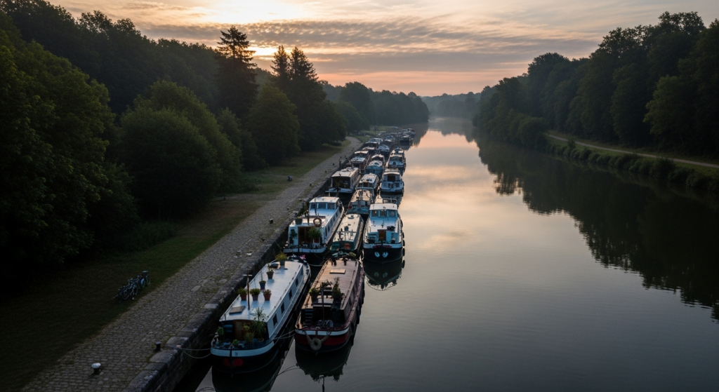 Illustration générée par IA du Halte nautique de Lamarche sur Saône