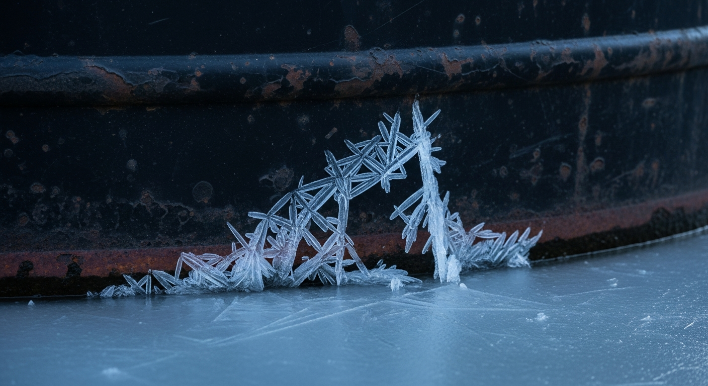 Glace se formant autour de la coque d