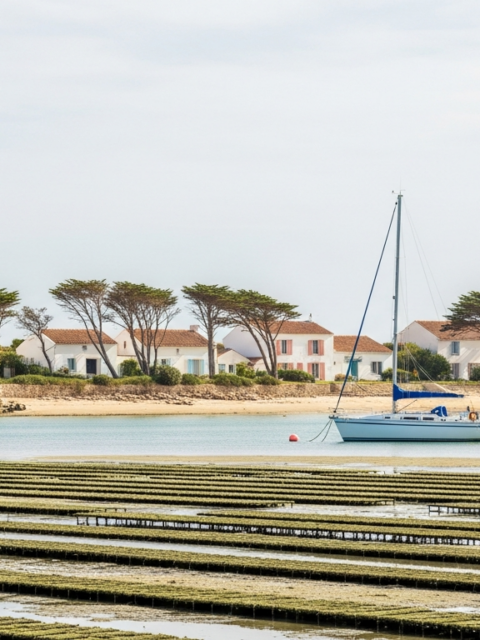 Mouillage près d'un port ostréicole de Charente-Maritime